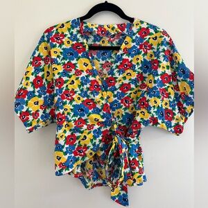 Vintage Floral Wrap Crop Top